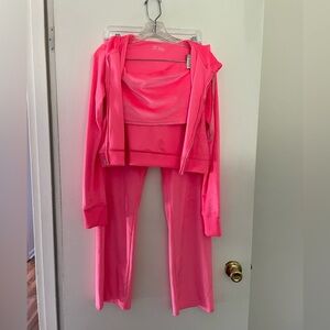 Aerie Hot Pink 3 Piece Velour Sweatsuit